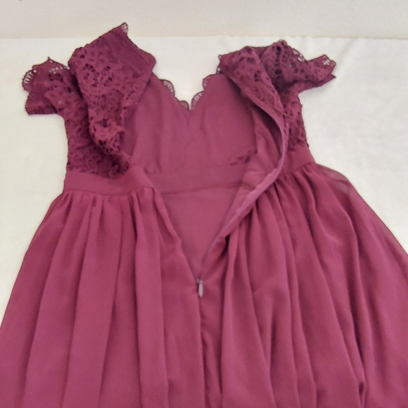 Lulu's Angel in Disguise Burgundy Lace Skater Dress - Picture 7 of 11